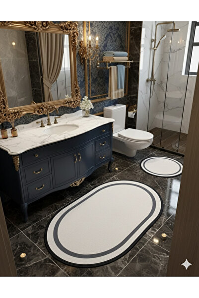 MyDecoRoom مجموعة سجادة حمام مزخرفة مضادة للحساسية وقابلة للغسل في الغسالة وم...