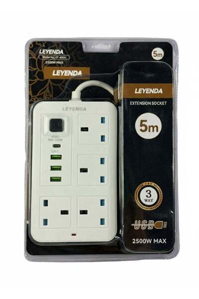 LEYENDAS Leyenda Extension Socket 3 in one 5m