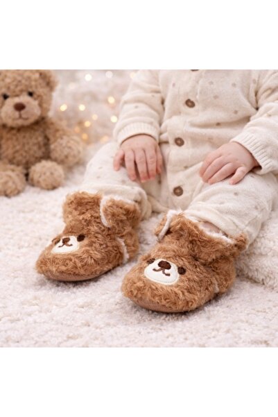 Superbaby Cizmulite maro din blanita - Ursulet