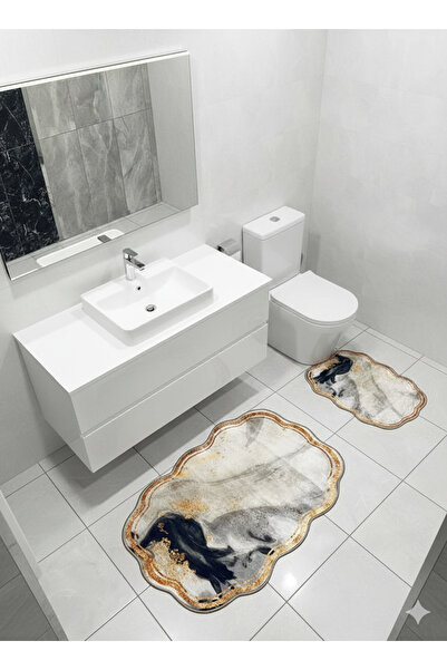 MyDecoRoom مجموعة سجادة حمام مزخرفة مضادة للحساسية وقابلة للغسل في الغسالة وم...