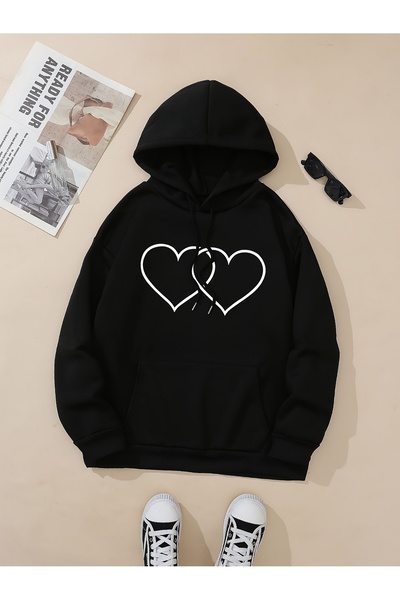 GALASHOP Fashion Hoodie for Women Heart Printed