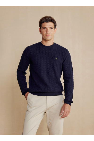 BROOKS BROTHERS Bisiklet Yaka Standart Lacivert Erkek Kazak BBFW25MKL025