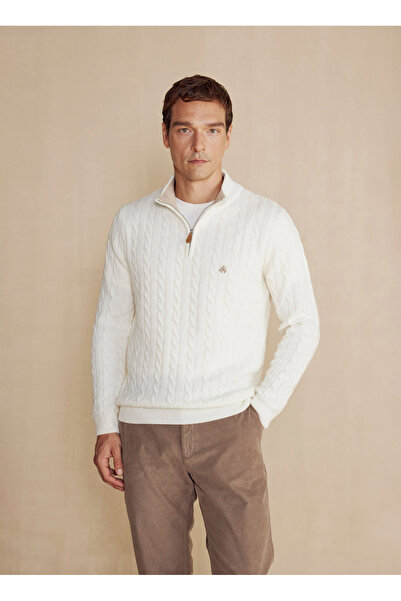 BROOKS BROTHERS Bato Yaka Standart Ekru Erkek Kazak BBFW25MKL004