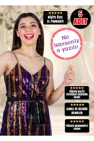 heryerehediye Kişiye Özel Yuvarlak- Özel Gün Konuşma Balonu Seti - El Pankart...