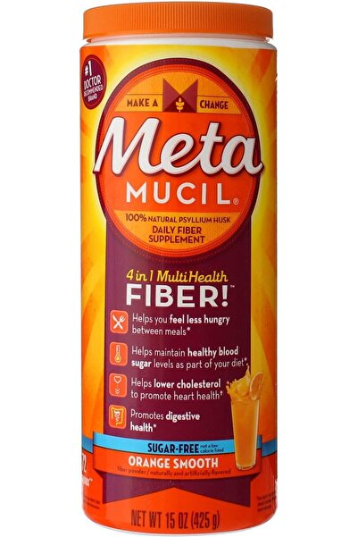 Metamucil مكمل غذائي من ألياف السيليوم، بنكهة البرتقال، خالٍ من السكر، 72 حصة...