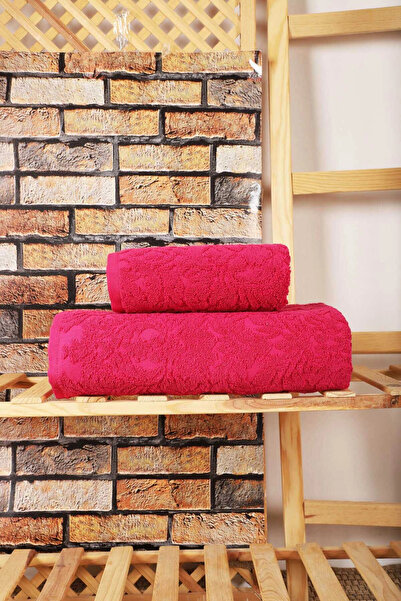 Mira Home طقم مناشف حمام من قماش الجاكار مكون من قطعتين بنمط نسيجي باللون الف...