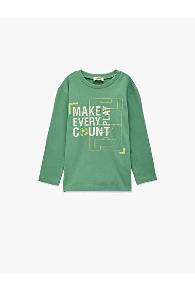 Koton guler rotund cu imprimeu Verde Mânecă lungă pentru băieți tricou 6WKB10...