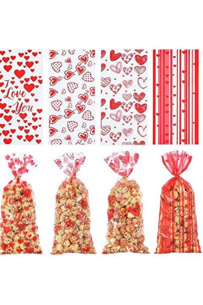 Generali أكياس هدايا حلوى بلاستيكية مسطحة من السيلوفان بتصميم على شكل قلب من ...