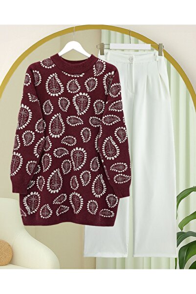 HİJABAYA High Collar Drop Patterned Bearded Casual Knitwear Sweater
