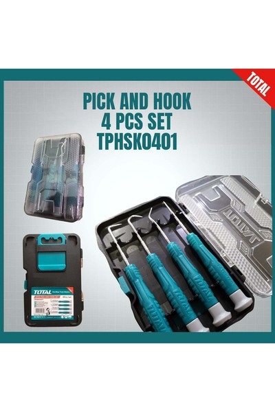 Generic TOTAL Industrial 4 Pcs Pick and Hook Set with Ergonomic Grip, Straigh...