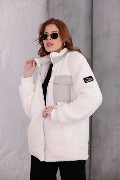 SIFIR4 AlpineSoft Peluş polar Kadın Beyaz