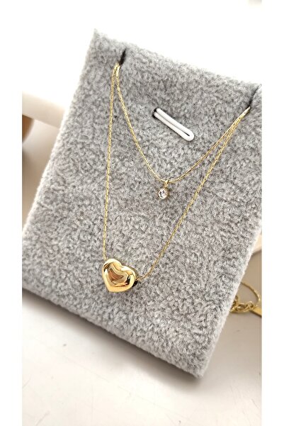 DİAVENTA TAKI VE AKSESUAR قلادة من الفولاذ 316L بسلسلة مزدوجة على شكل قلب مرص...