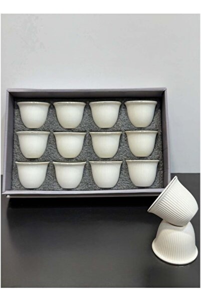 ALQANNAS 12-piece porcelain silver-lined coffee cups, elegant and high quality