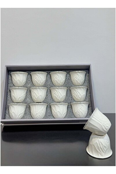 ALQANNAS 12-piece porcelain silver-lined coffee cups, elegant and high quality