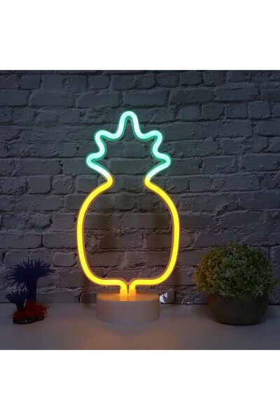 Slasa Pineapple Neon Sign LED Table Lamp 16x32 cm USB Powered Night Light Decor