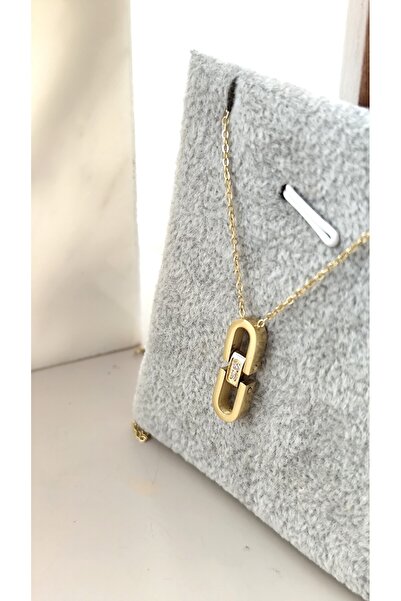 DİAVENTA TAKI VE AKSESUAR 316L Steel Zircon Stone Jeweler Model Steel Necklac...