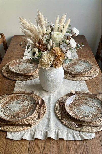 Atbyhome 4-Piece Natural Wicker American Dining Table Set – 30 cm