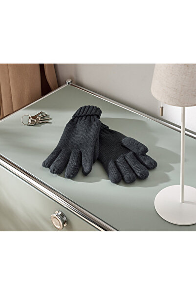 Tchibo Men's Knitted Gloves, Faded Dark Gray