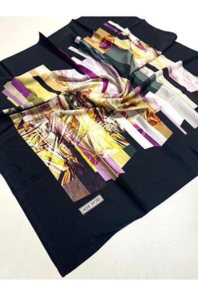 Aker Polyester Scarf 52679 Black Pastel Pattern