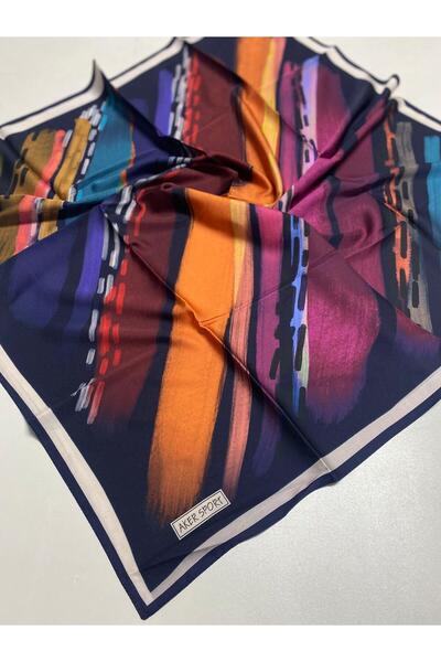 Aker Polyester Scarf 52660 Navy Blue Abstract Pattern