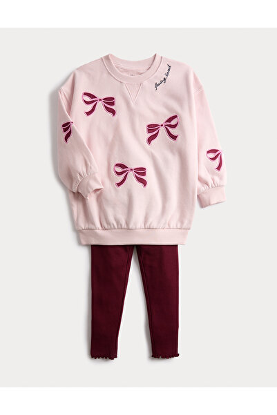 Marks & Spencer 2’li Pamuk Karışımlı Fiyonk Detaylı Takım (1-8 Yaş)