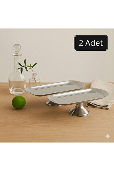 Aslı Hediyelik 2'li 10x23 cm Gümüş Ayaklı Kayik Sunumluk Çerezlik Kahvaltı Ta...