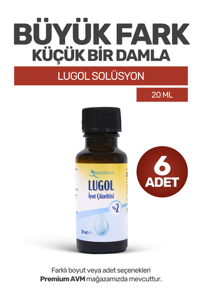 Multiplus (6 ADET) Lugol İyot %2 20 ml | Damlalıklı Kolay Kullanım, İyot Kafesi