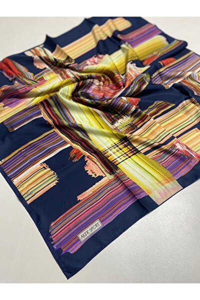 Aker Πολυεστερικό κασκόλ 52659 Αφηρημένο σχέδιο σε μπλε ναυτικό