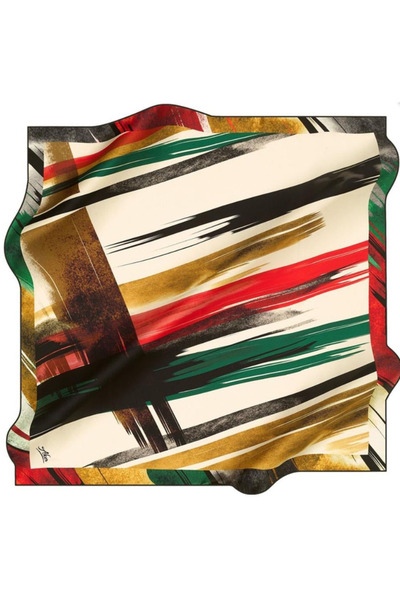 Aker Polyester Scarf 51809 White Mixed Pattern