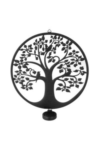 OEM Black Metal Solar Decoration Tree with Birds Ø40 cm