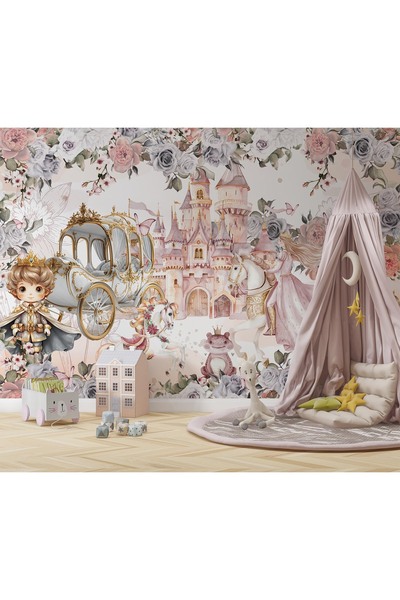 Özel Duvarlar Suluboya Tarz Prenses Kül Kedisi Duvar Kağıdı