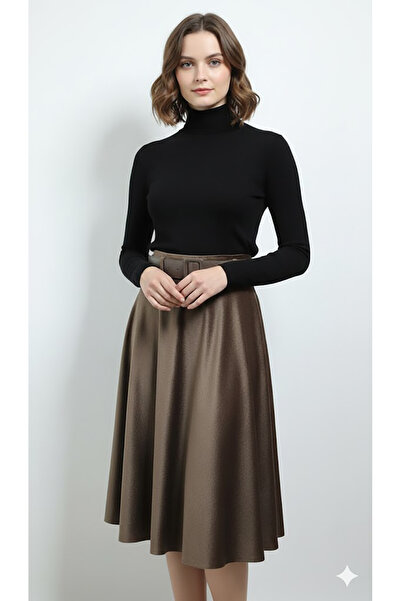 SORALLİNE KADIN 75 CM BOYUNDA KIŞLIK KLOŞ ETEK 780 CROCODIL DESEN KADİFE ASTARLI