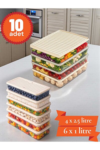 Herza House Set of 10 Freshbox Storage Containers Suitable for Microwave and ...