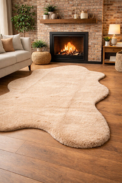 Homz Tavşan Tüyü Peluş Halı Kaymaz Taban Yumuşak Dokulu Salon Yatak Odası Hal...