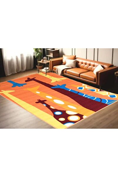 Or Colorful Giraffe Head and Neck Print Rug 100 x 150 cm