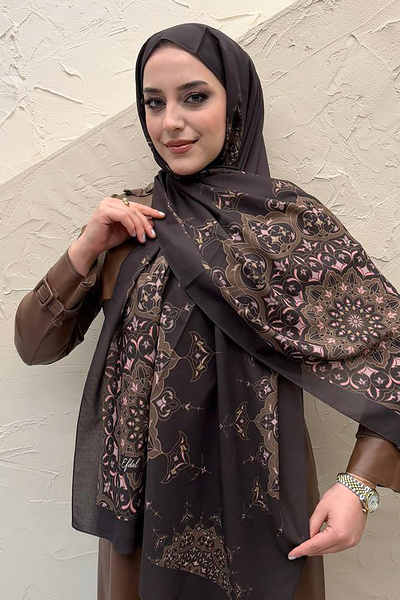 efdal şal eşarp Sufi Pattern Cotton Chiffon Shawl