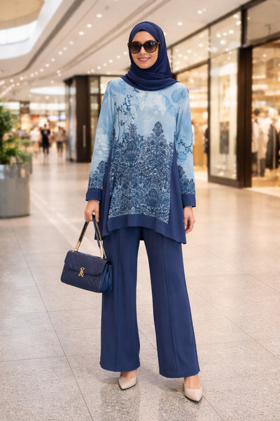 FUAT GÜRSEN Ethnic Patterned Pants Tunic Set 3346