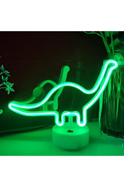 Slasa لوحة نيون ديناصور مع قاعدة، مصباح مكتب/جدار LED يعمل ببطارية USB/AA