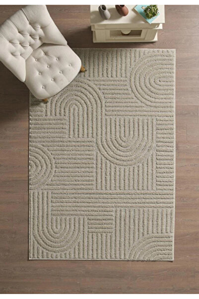 GUAJ HALI İskandinav Model Bukleli Dokuma Bej Halı Yolluk, Jüt Taban Modern M...