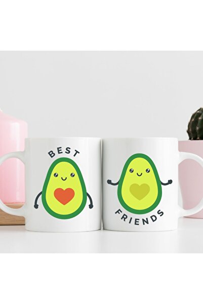 kubdekor Best Friends Avocados Back-To-Back Friendship Themed Printed Mug Sin...