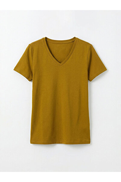 LC Waikiki Yeşil V Yaka Kadın Tişört