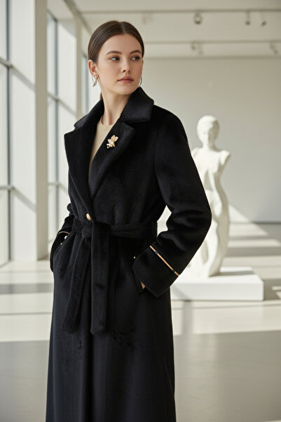 ENDAMIM Women's Cashmere Coat with Belt Double-Breasted Collar Long Pockets B...