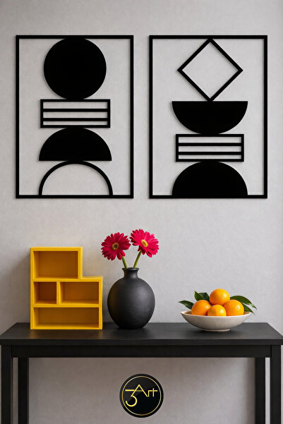 3art Metal 3’lü Dekoratif Tablo Seti - Modern Duvar Dekoru - Salon & Oturma O...
