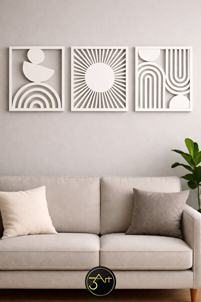 3art Metal 3’lü Dekoratif Tablo Seti - Modern Duvar Dekoru - Salon & Oturma O...