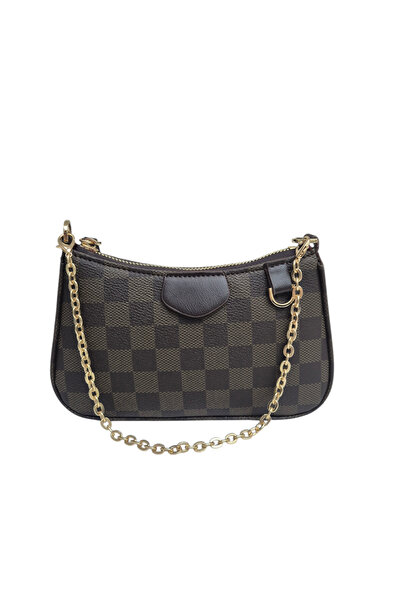 Moda fiesta Geantă de umăr mini maro cu curea dublă pentru femei Damalı – Gea...