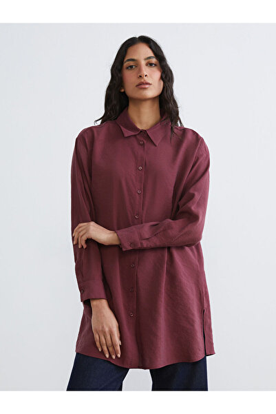 LC Waikiki Tunica de dama oversize din amestec modal, culoare burgundy