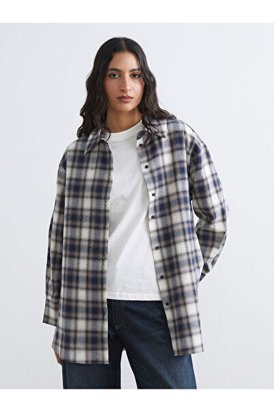 LC Waikiki Blue Plaid Women's Lumberjack Shirt Tunic