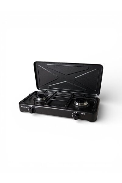 Hometech Kapaklı 2 Gözlü Tüplü Set Üstü Ocak Ev,Kamp, Karavan, Balkon ve Yazl...