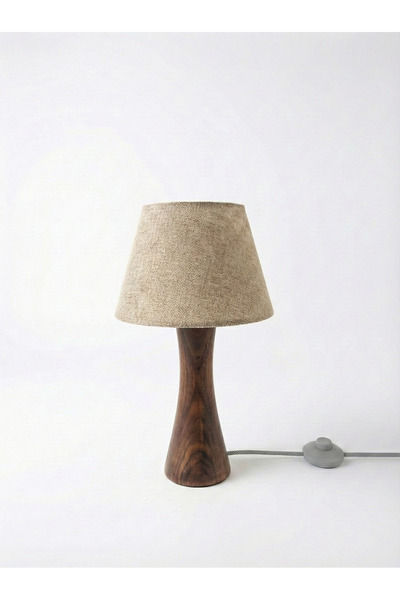 Tapo Design Sage Ahşap Ceviz Abajur | Yatak Odası Masif Başucu Lambası | Salo...