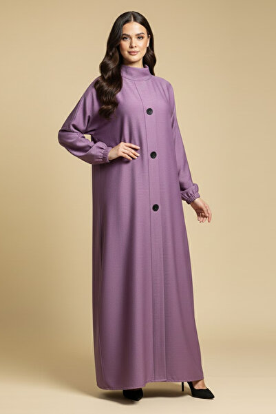Muchmy Ribbed Pattern Round Neck Breatable Modest Long Sleeve Elegant Pull Ov...